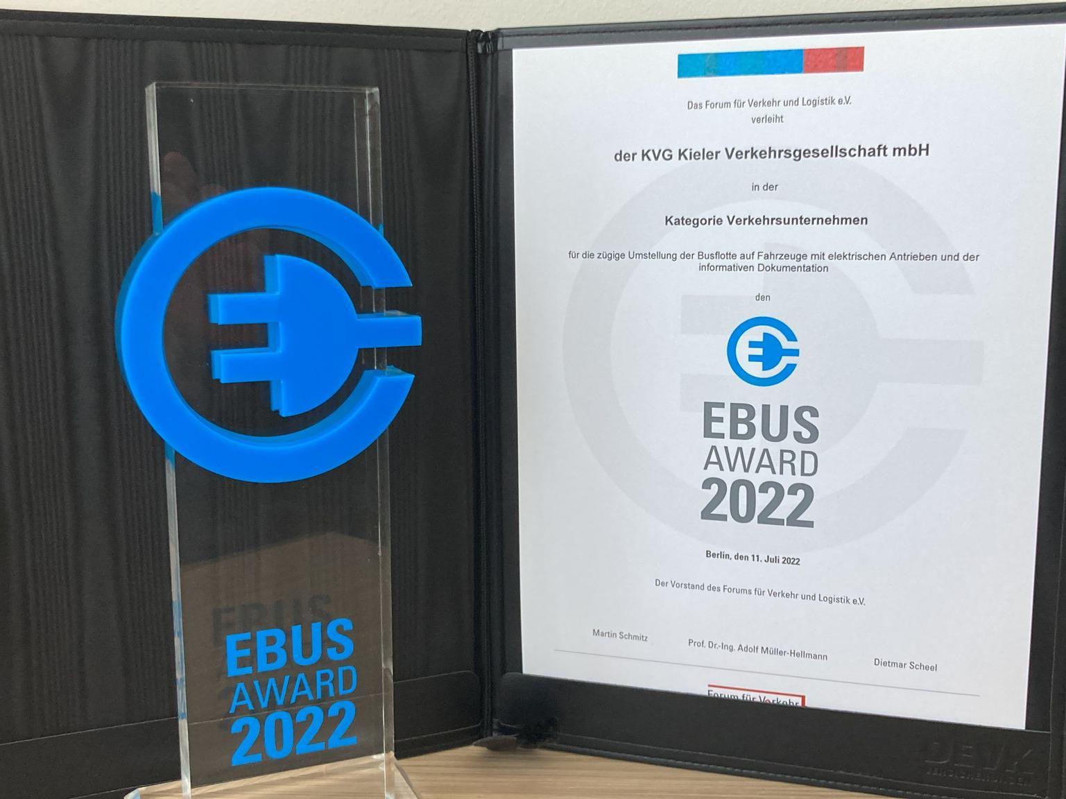 EBUS Award 2022 für die KVG Kieler Verkehrsgesellschaft